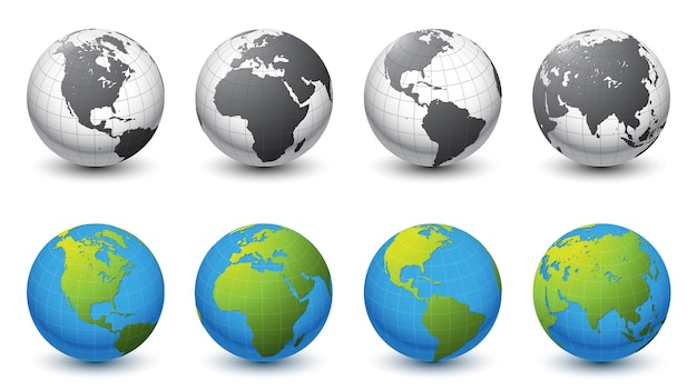 Vetor ilustração do vetor da coleção dos ícones do globo da terra 3d
