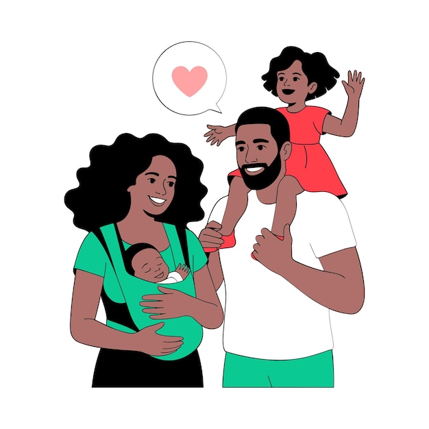Ilustração do vetor de amor familiar moderno