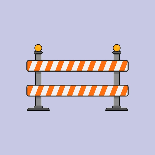 Vetor ilustração do vetor de barreira de construção plana bloqueio de barreira laranja.