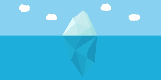 Ilustração do vetor de iceberg. Enorme geleira no oceano. Iceberg flutuando no mar.