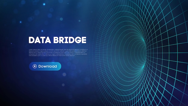 Ilustração do vetor de ponte de dados. big data de tráfego e visualização de dados. fundo de tecnologia digital de rede de comunicação.