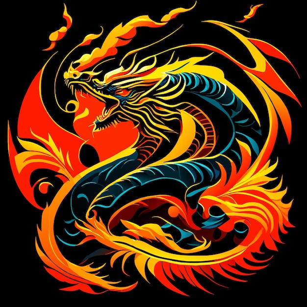 Ilustração do vetor do dragão de voo mítico