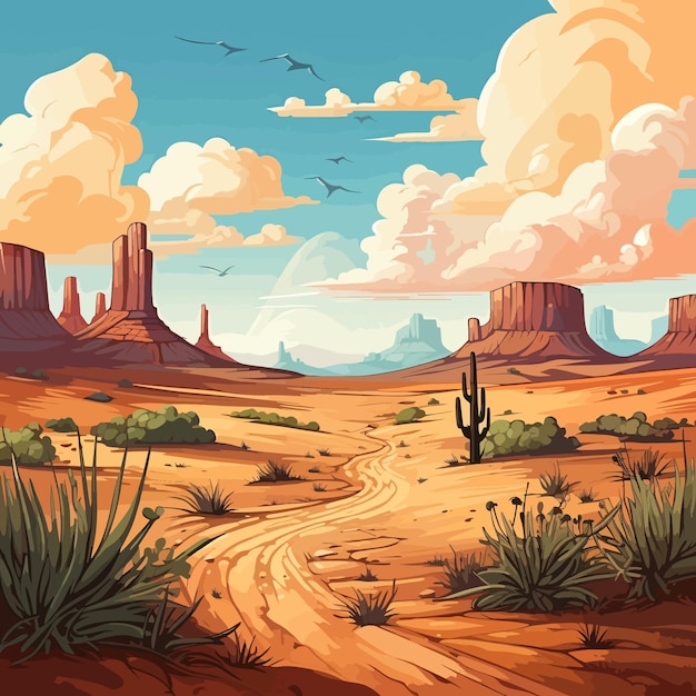 Ilustração do vetor do estilo de fundo da paisagem do deserto