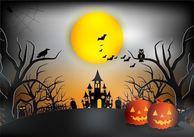Ilustração do vetor do fundo da noite de halloween
