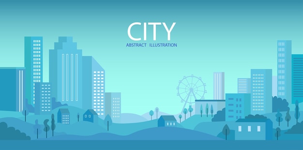 Ilustração do vetor do horizonte da cidade. Paisagem urbana. Paisagem urbana diurna.