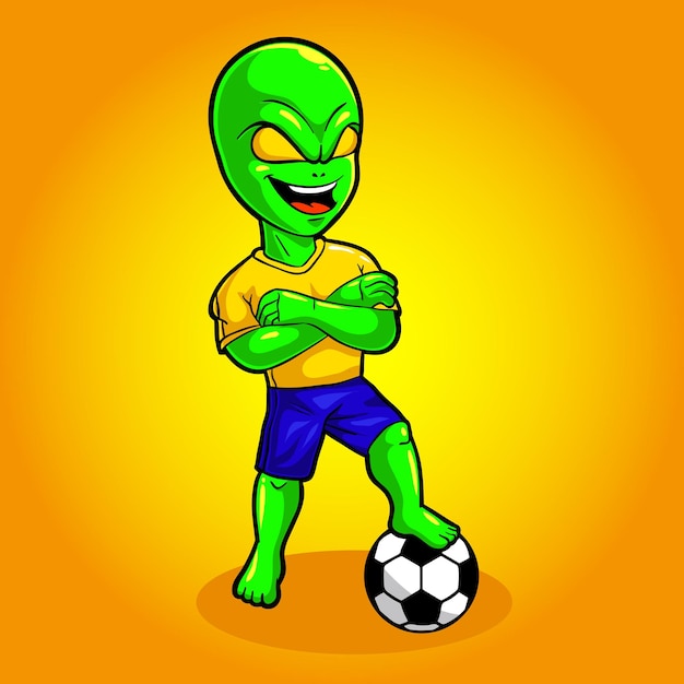 Ilustração do vetor do mascote do futebol alienígena