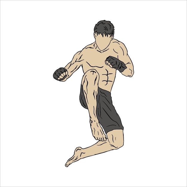 Ilustração do vetor figter muay thai