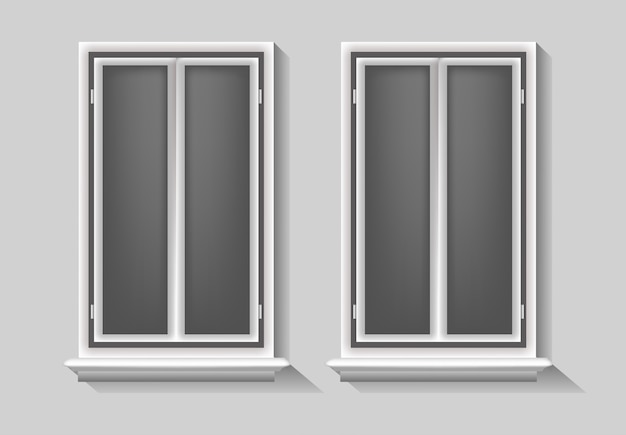 Ilustração do Windows, modelo de conceito isolado conjunto elemento vazio, vintage de fundo em branco, quadro realista objecy moderna sala de vidro