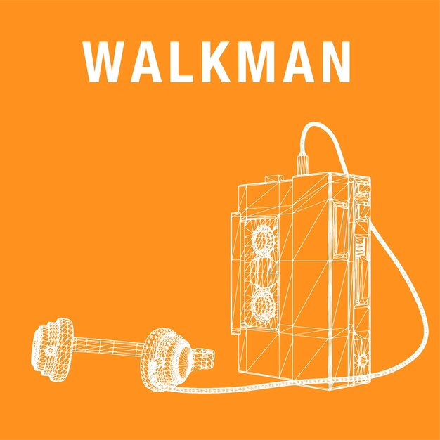 Vetor ilustração do wireframe do walkman