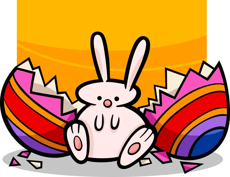 Vetor ilustração doce dos desenhos animados da coelhinha da páscoa