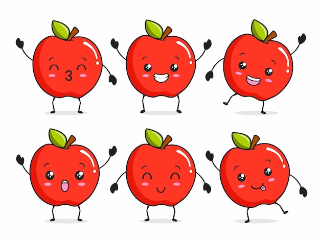 Ilustração dos desenhos animados apple kawaii