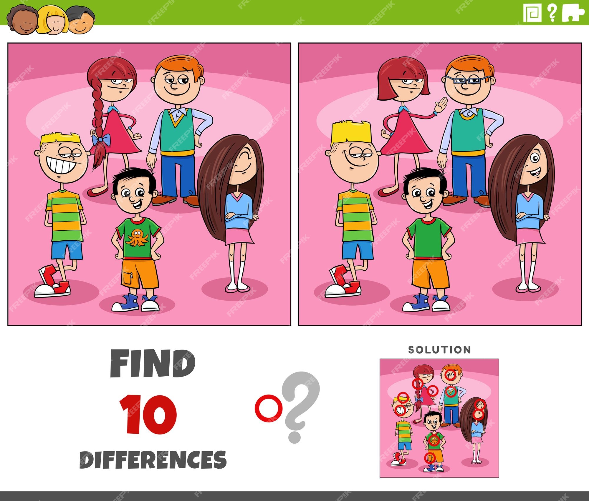 Encontrar Diferenças. Jogo Educativo Para Crianças. Ilustração Vetorial Dos  Desenhos Animados Da Menina Bonita Desenha No Cavalete. Royalty Free SVG,  Cliparts, Vetores, e Ilustrações Stock. Image 198877554