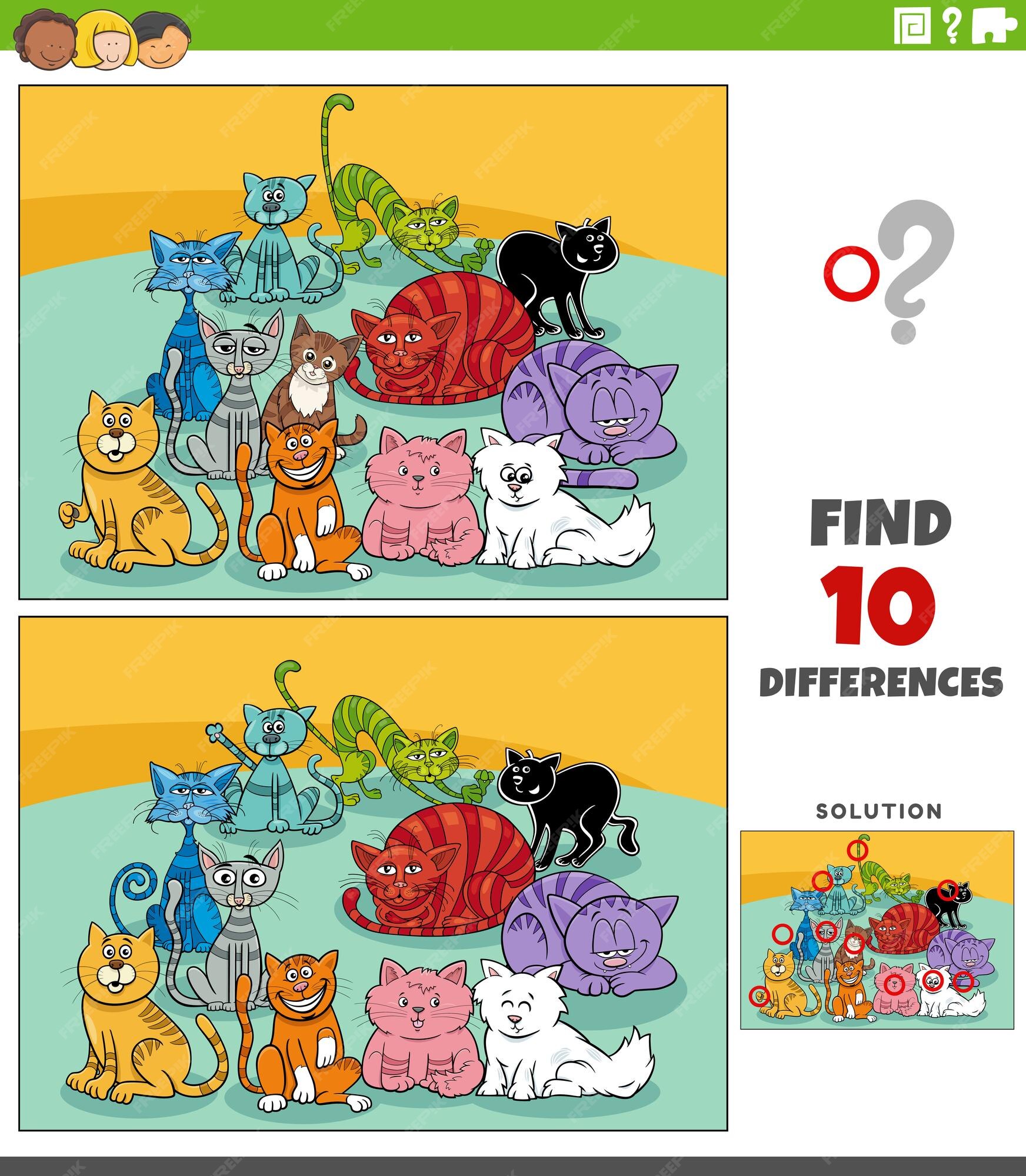 Ilustração dos desenhos animados do grupo de personagens de animais em  quadrinhos de gatos coloridos engraçados