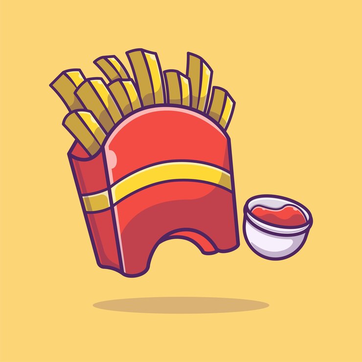 Vetor ilustração dos desenhos animados de fried fries and sauce. comida rápida