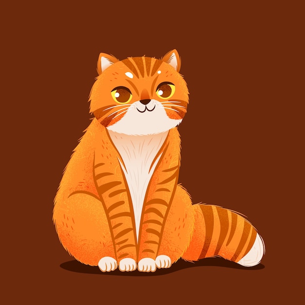 Ilustração dos desenhos animados de gato fofo sentado