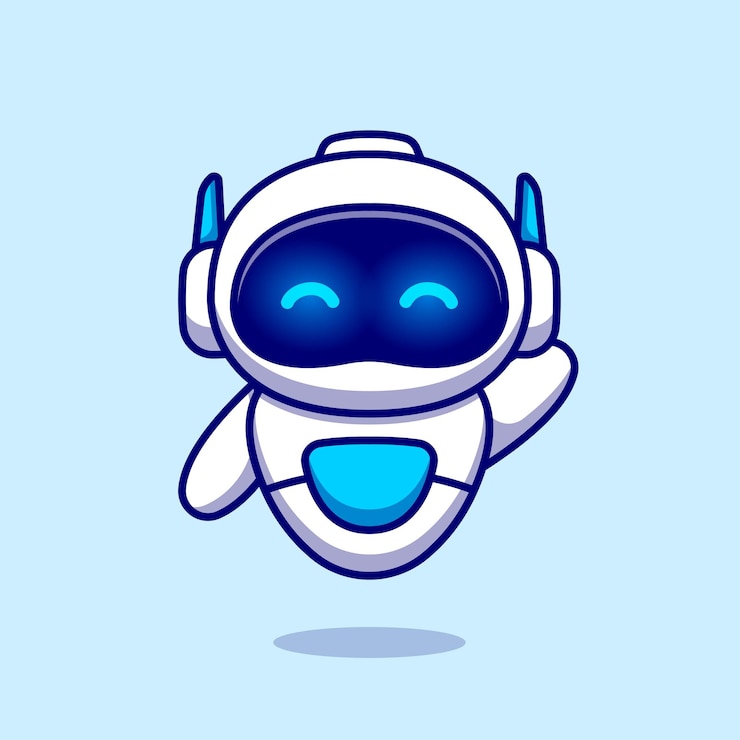 Vetor ilustração dos desenhos animados de mão acenando robô bonito.