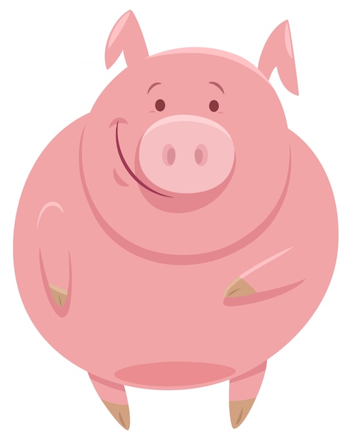 Vetor ilustração dos desenhos animados de porco engraçado animal personagem de fazenda