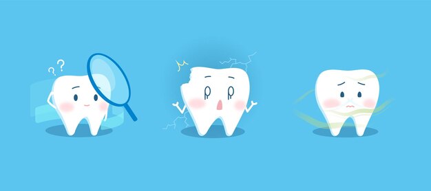 ilustração dos desenhos animados de um dente problemático