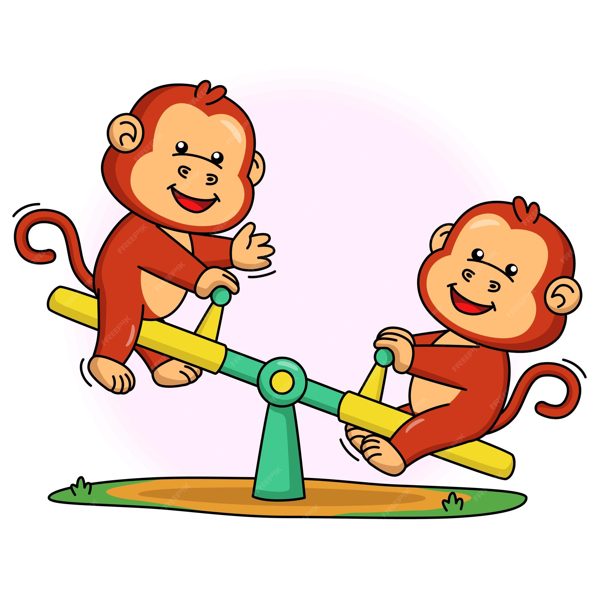 Desenho Vetorial Fofo Brincando De Clipart De Macaco Clipart De