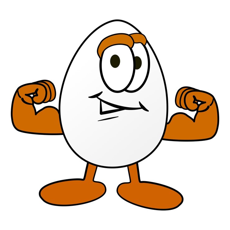 Vetor ilustração dos desenhos animados de um ovo branco com uma grande sobrancelha laranja