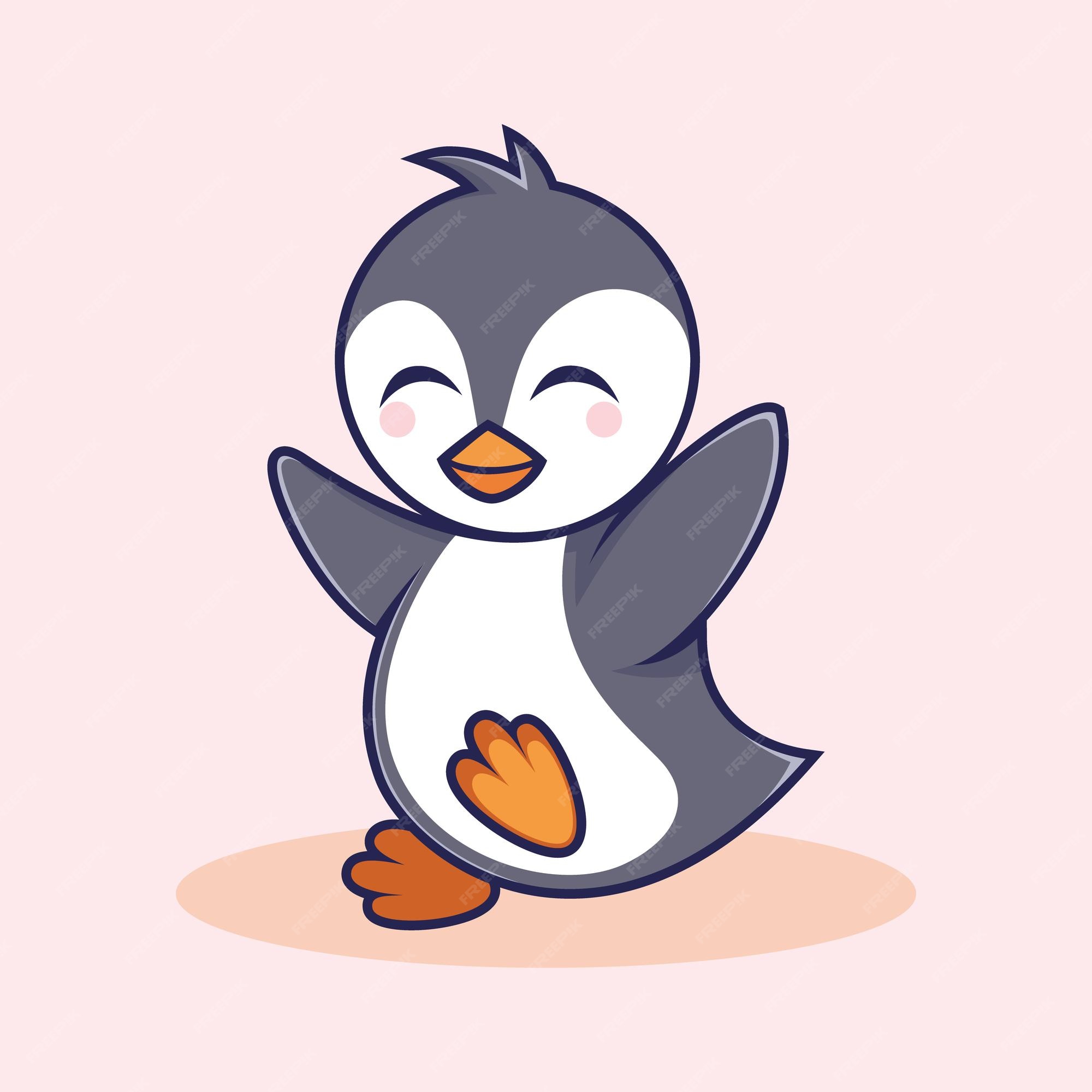 kawaii dos desenhos animados de um pinguim fofo 10534946 Vetor no Vecteezy