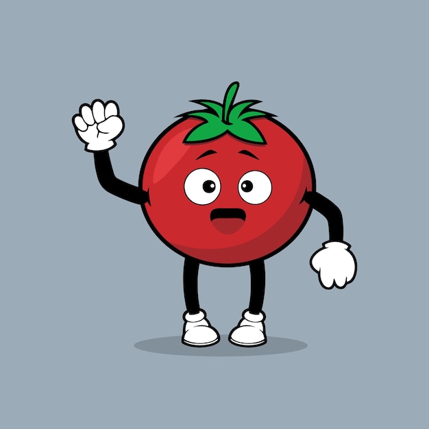 Ilustração dos desenhos animados de um tomate com uma cara triste