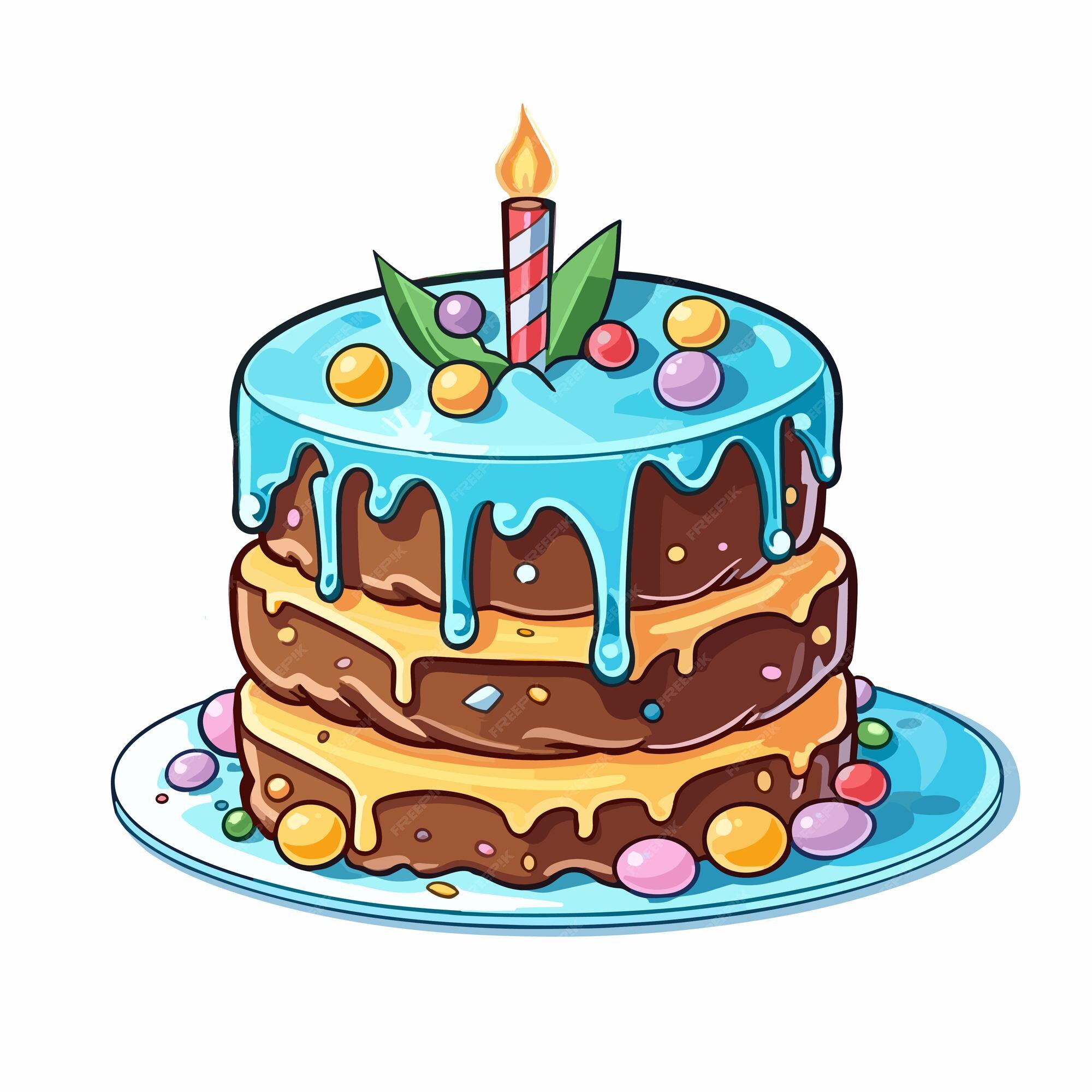 Ilustração Do Desenho Animado Do Bolo De Aniversário Ilustração do Vetor -  Ilustração de divertimento, bolo: 275027577