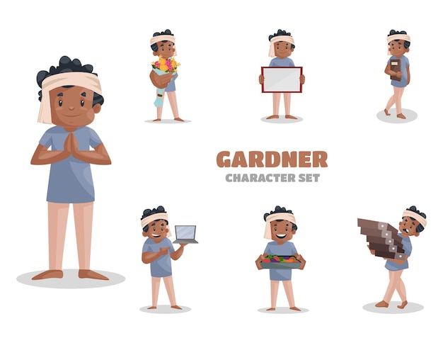 Ilustração dos desenhos animados do conjunto de caracteres de gardner