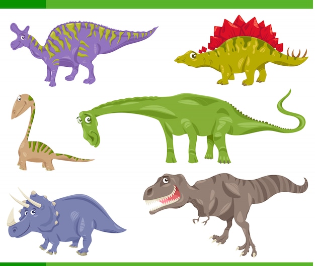 conjunto de animais pré-históricos de dinossauros dos desenhos animados.  14438828 Vetor no Vecteezy