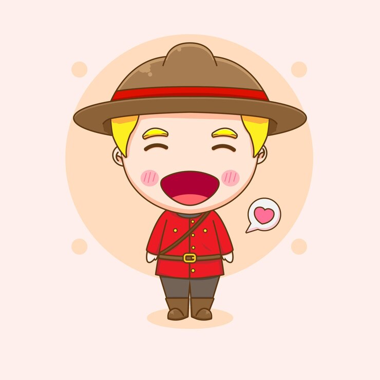 Vetor ilustração dos desenhos animados do fofo personagem da polícia canadense