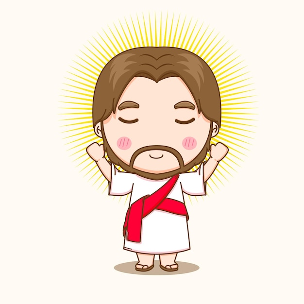 Ilustração dos desenhos animados do fofo personagem jesus