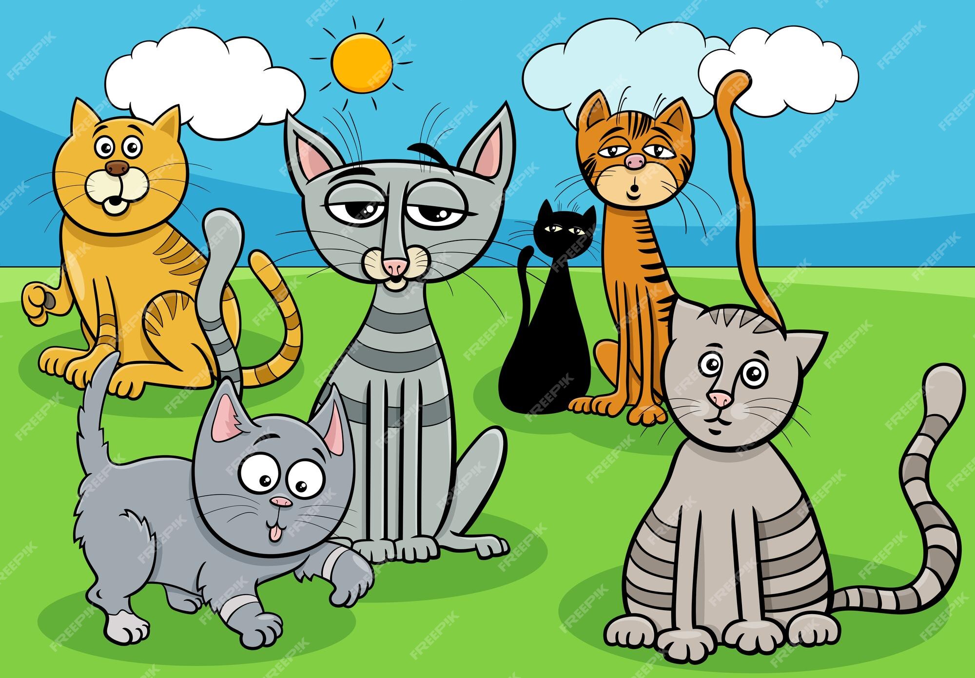 Cartoons Felinos Em Estilo Disney Ilustração Stock - Ilustração de