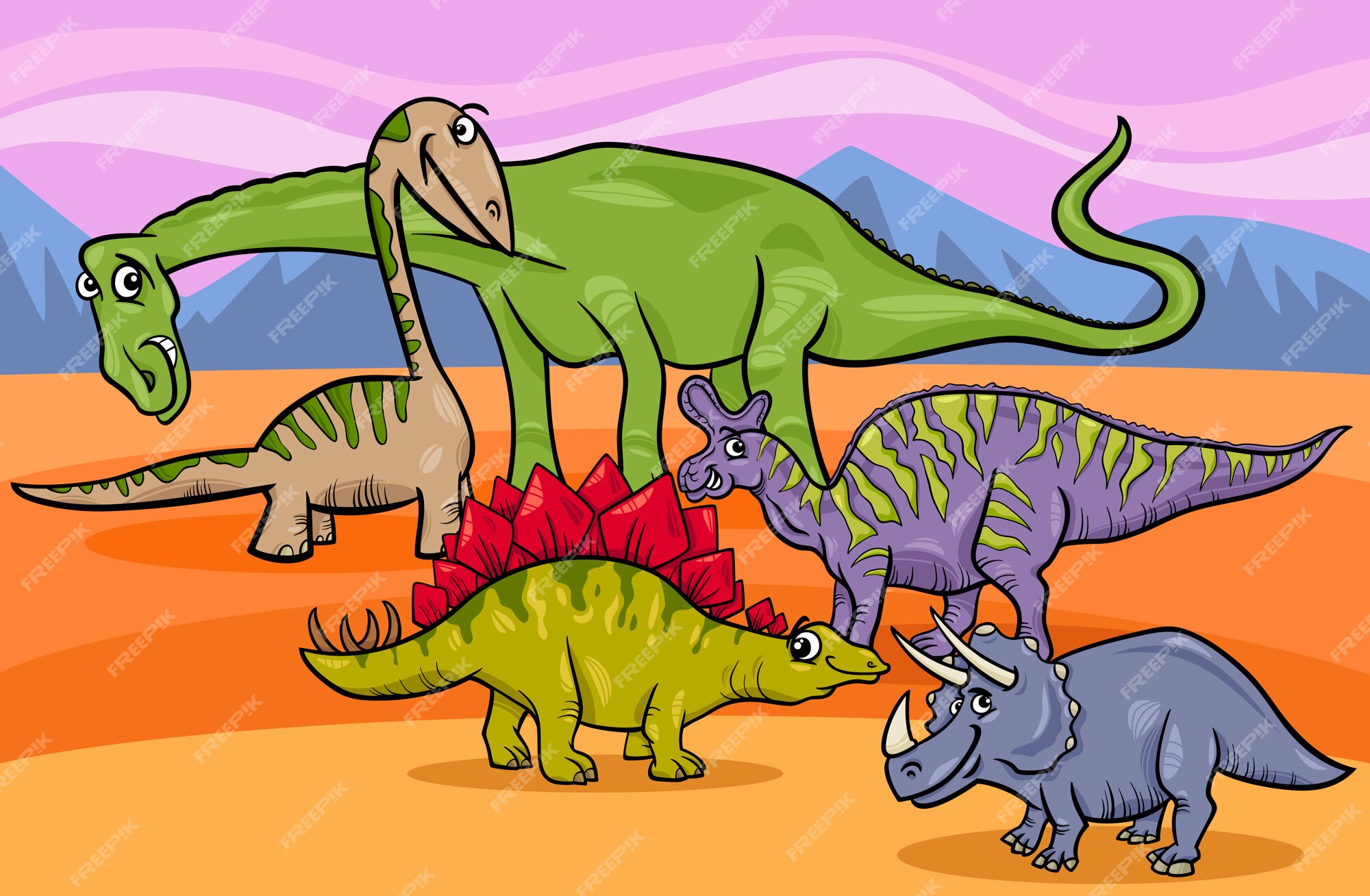 Grupo De Coleções Dos Dinossauros Dos Desenhos Animados Ilustração do Vetor  - Ilustração de criatura, dinossauro: 78959514