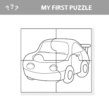 Jogo de quebra-cabeça de carro de desenho animado