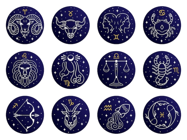 Vetor ilustração dos signos astrológicos do zodíaco