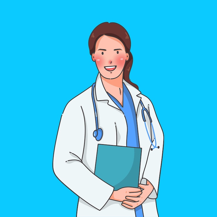 Vetor ilustração doutor personagem com estetoscópio estilo vector plano