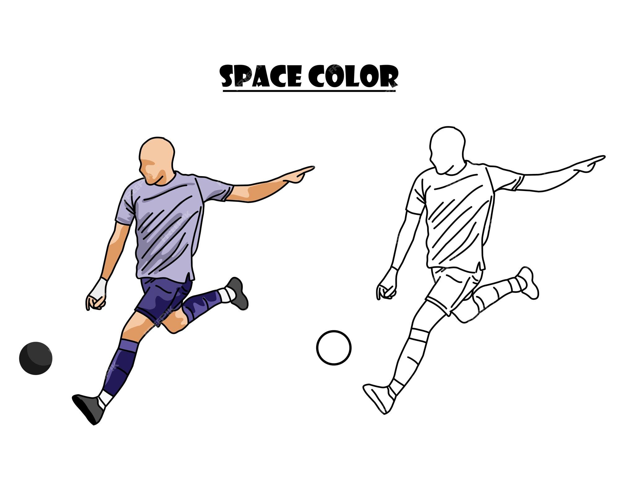 arte de linha dois jogadores de futebol em ilustração de ação vetorial  desenhada à mão isolada no fundo branco 5293802 Vetor no Vecteezy