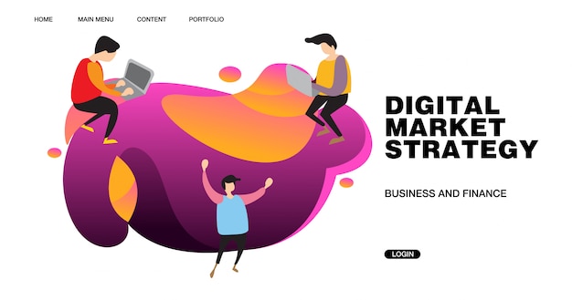 Vetor ilustração e design de banner de estratégia de marketing digital