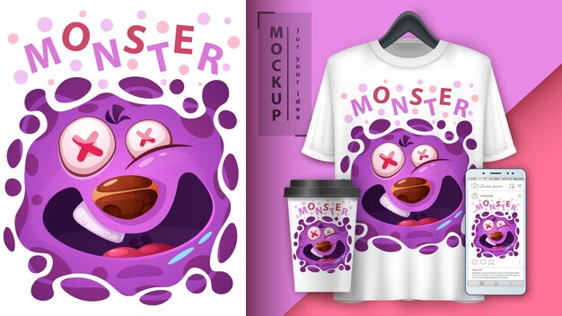 Ilustração e monstro bonito merchandising