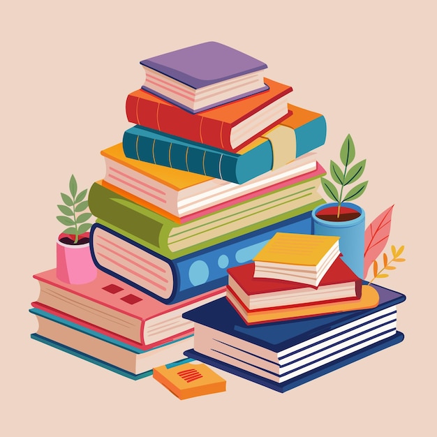 Ilustração educacional criativa e colorida com livros e materiais escolares