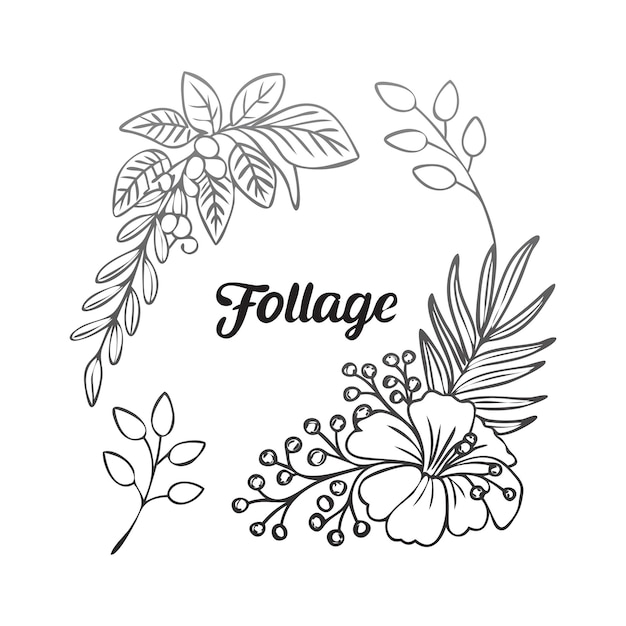 Ilustração elegante de folhagem floral