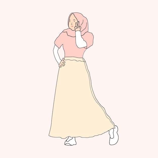 Ilustração elegante de mulheres hijab