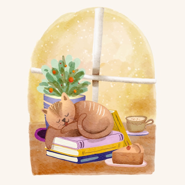 Ilustração em aquarela a/w cores