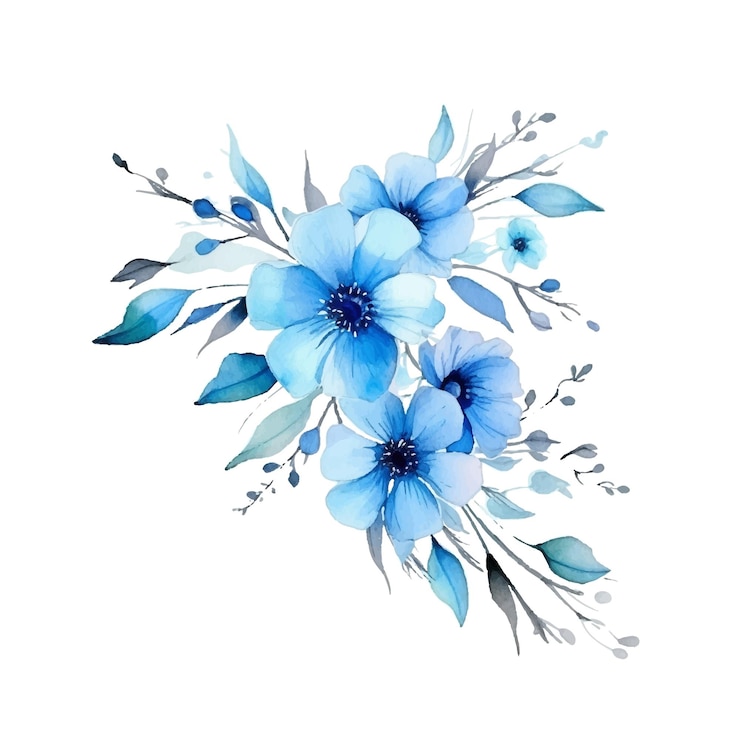 Ilustração em aquarela Composição pintada de flores com borboleta Elemento para design