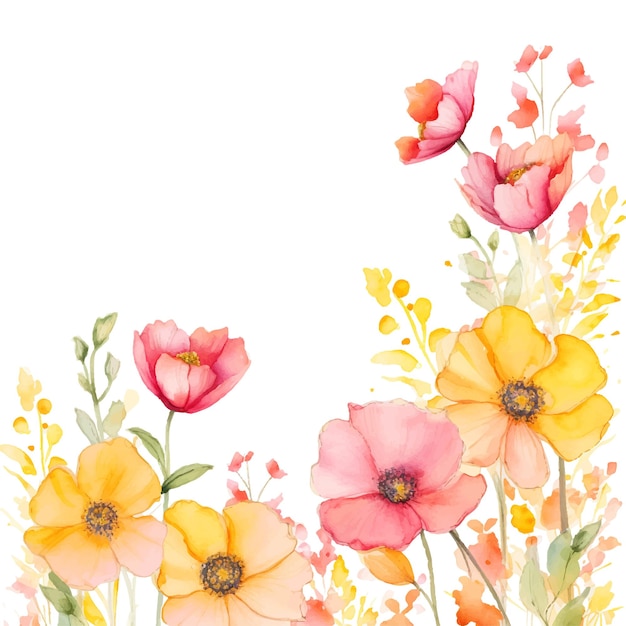 Vetor ilustração em aquarela composição pintada de flores