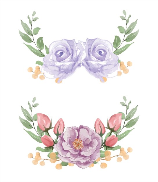 Ilustração em aquarela de flores coloridas