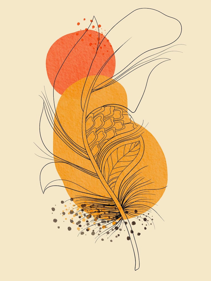 Vetor ilustração em aquarela de folha abstrata desenhada à mão