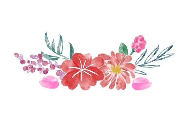 Ilustração em aquarela de grinalda floral fundo isolado