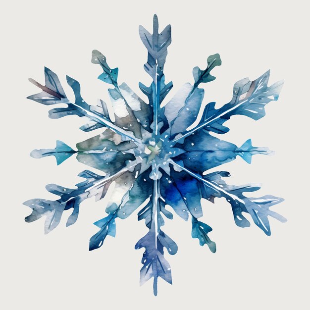 Vetor ilustração em aquarela de um floco de neve azul gerado por ai