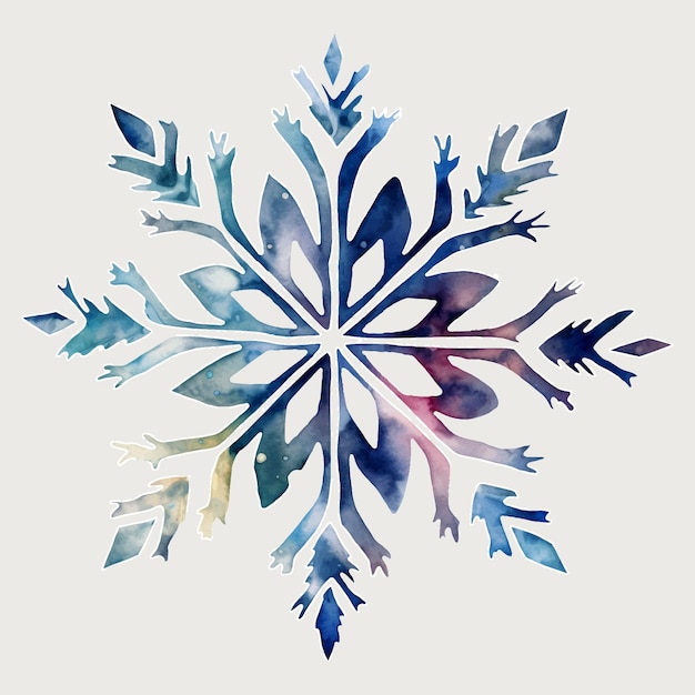 Ilustração em aquarela de um floco de neve azul gerado por ai